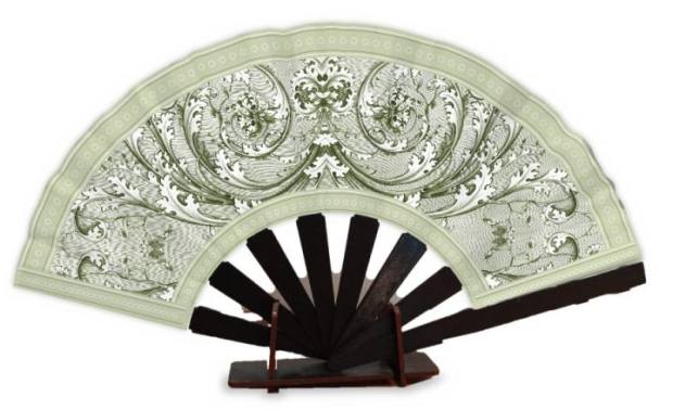 Abanico Acanto porcelana musgo